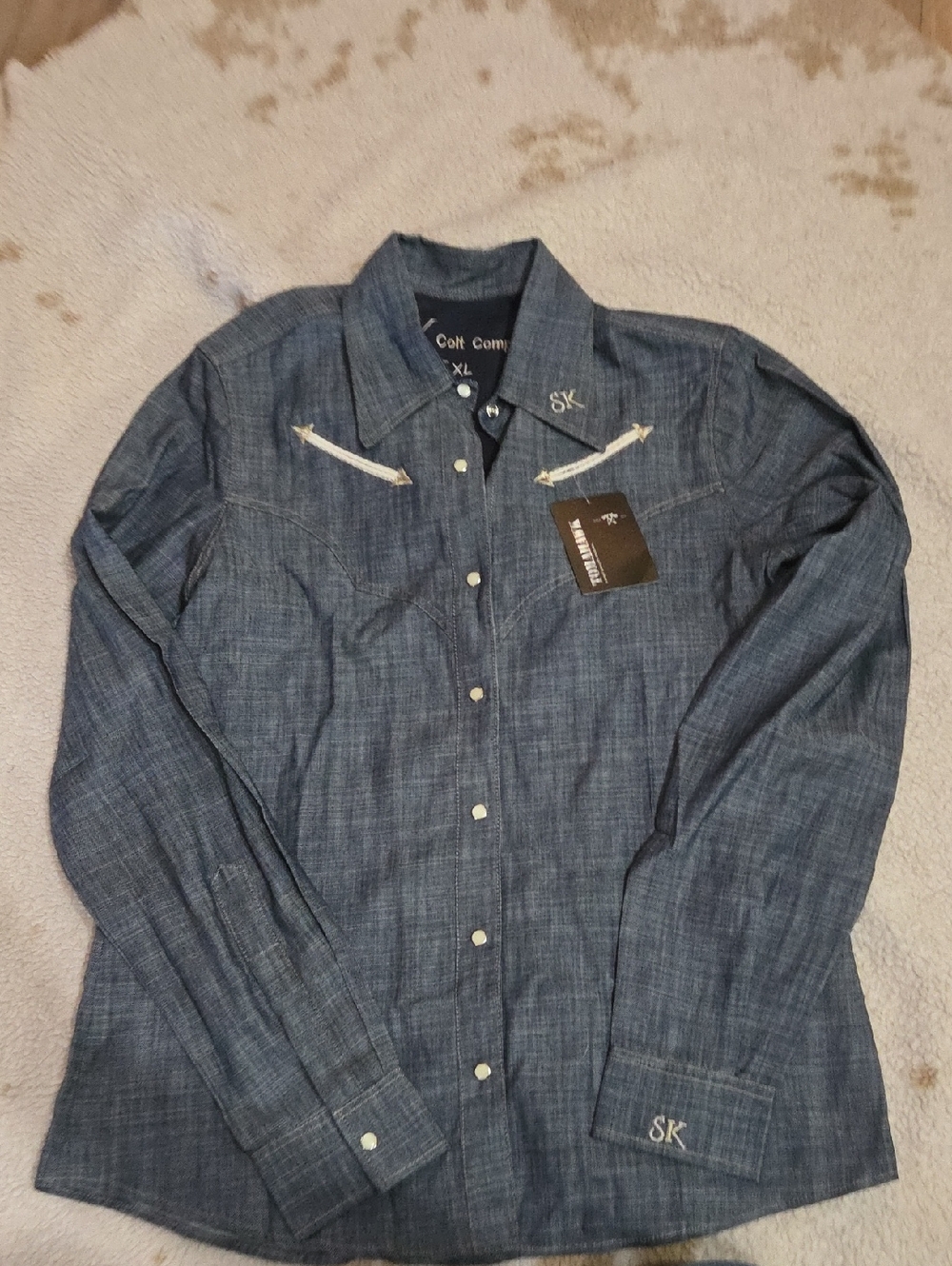 SK Colt Company Denim Western Shirt - Blue